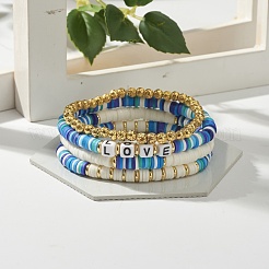 Polymer Clay Heishi Beads Bracelets Set&nbsp;BJEW-JB07242-02