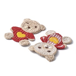 パッチにポリエステル鉄を縫う/縫う  布のアップリケ  クマ  レッド  67x50x2mm&nbsp;PATC-XCP0001-03B
