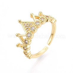 Brass Micro Pave Cubic Zirconia Cuff Rings for Women&nbsp;KK-T071-70G