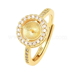 Brass Micro Pave Cubic Zirconia Adjustable Ring Components&nbsp;KK-CBAC351-01G