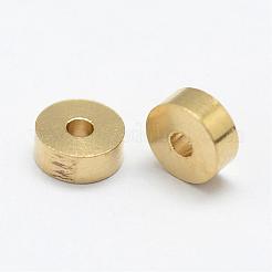 真鍮製スペーサービーズ  フラットラウンド  ニッケルフリー  生（メッキなし）  5x2mm  穴：1.5mm&nbsp;KK-P095-27-B
