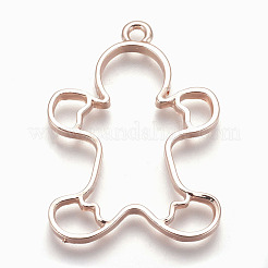 Rack Plating Alloy Open Back Bezel Pendants&nbsp;PALLOY-Q351-27RG-FF