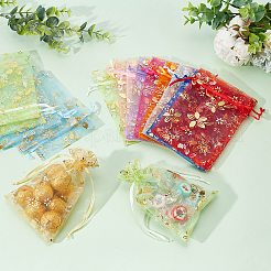 60Pcs 10 Colors Hot Stamping Organza Bags&nbsp;OP-PH0001-35