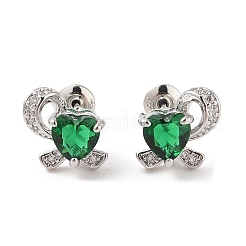 Rack Plating Brass Micro Pave Cubic Zirconia Stud Earrings&nbsp;EJEW-I304-06P