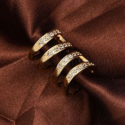 Rack Plating Brass Micro Pave Clear Cubic Zirconia Cuff Earrings for Women&nbsp;EJEW-C125-24A-G