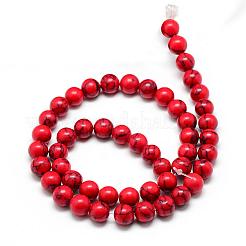 染め加工合成ターコイズビーズ連売り  ラウンド  10mm  穴：2mm  約42個/連  14.96インチ&nbsp;G-T053-10mm-03