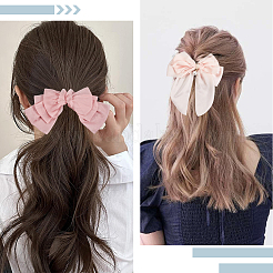 4個 4スタイル 布製蝶結びワニ口ヘアクリップ  abs樹脂  ミックスカラー  190~220x180~339x5~20mm  1個/スタイル&nbsp;PHAR-SP0001-17B