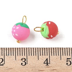 手作り樹脂粘土ペンダント  ラウンドチャーム  真鍮パーツ  ゴールドカラー  12~12.5x8mm  穴：1.5x3.2mm&nbsp;CLAY-I012-01G