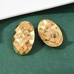 304ステンレススチールの楕円形と菱形のスタッドピアス  イオンプレーティング（ip）  18KGP本金メッキ  29.5x19.5mm&nbsp;EJEW-I320-21G-01