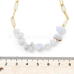 Natural Blue Lace Agate Chip Beaded Necklaces&nbsp;NJEW-C070-04G-03