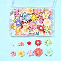 100個10スタイル不透明樹脂カボション  花  ミックスカラー  8x8x3mm  10個/スタイル&nbsp;CRES-FS0001-25