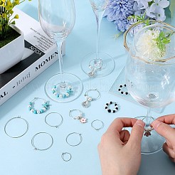 240Pcs 6 Size 316 Surgical Stainless Steel Wine Glass Charms Rings&nbsp;STAS-SC0007-25