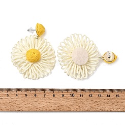 合金編みスタッドピアス  花  ゴールドカラー  65x60.5mm&nbsp;AL-CBA1AA3-05B