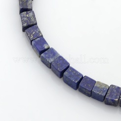Cube Natural Lapis Lazuli Beads Strands&nbsp;X-G-P057-02