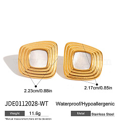 304ステンレススチールアクリルナゲットスタッドピアス  ゴールドカラー  ホワイト  21.7~22.4x22.3~22.4mm&nbsp;FS-WG2C215-03