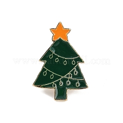 クリスマス合金エナメルピン  衣類用バックパック  ゴールドカラー  クリスマスツリー  23x16.5mm&nbsp;AJEW-A056-05A