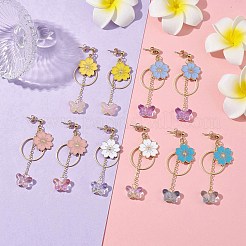 Golden Alloy Enamel Flower Dangle Stud Earrings&nbsp;EJEW-JE05713