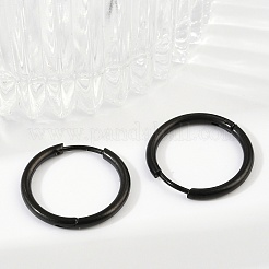 202 ステンレススチール ハギーフープピアス  低刺激性のイヤリング  316サージカルステンレスピン付き  イオンプレーティング（ip）  ブラック  17x2mm&nbsp;EJEW-F111A-17mm-EB