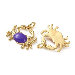 海の真鍮ペンダント  18KGP本金メッキ  エナメル  丸カン付き  カニ  15x18x3mm  穴：3mm&nbsp;KK-D221-21G-05