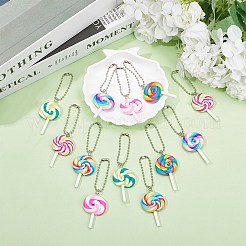 12Pcs 6 Colors Handmade Polymer Clay  Lollipop Pendant Decoration&nbsp;HJEW-CP0001-14