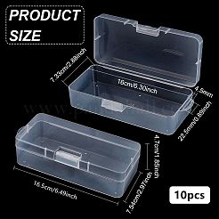 透明プラスチック収納ボックス10個  ヒンジ付き蓋付きビーズコンテナ  長方形  透明  16.5x7.54x4.7cm&nbsp;CON-BC0007-78A