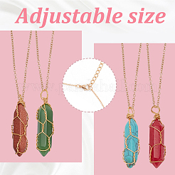 12Pcs 12 Style Natural & Synthetic Mixed Gemstone Bullet Pendant Necklaces Set&nbsp;NJEW-AN0001-02