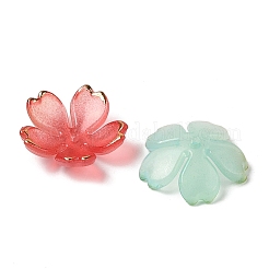 アクリルビーズキャップ  5  - 花びらの花  ミックスカラー  17.5x18x5mm  穴：1.2mm&nbsp;X-OACR-H119-01