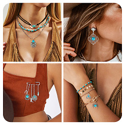 27Pcs 9 Styles Alloy & Synthetic Turquoise Chandelier Component Links&nbsp;FIND-TA0010-42B