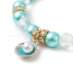 Alloy Enamel Shell Charms Stretch Bracelet&nbsp;BJEW-JB09942