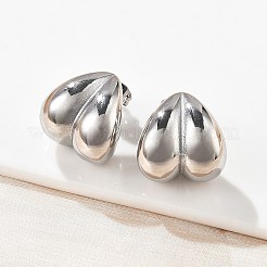 女性用304ステンレススチールスタッドピアス  ハート  ステンレス鋼色  17.5x17.5mm&nbsp;EJEW-U051-05P