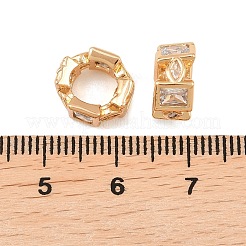 真鍮マイクロパヴェクリアキュービックジルコニアロンデルヨーロピアンビーズ  長方形の大きな穴のビーズ  18KGP本金メッキ  10x5.5mm  穴：6mm&nbsp;KK-L261-04G