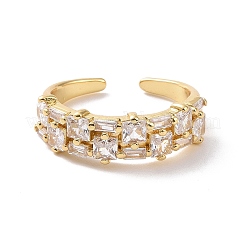 Rectangle Cubic Zirconia Open Cuff Ring&nbsp;RJEW-P035-07G