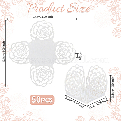 バラの花の窓紙のキャンディー包装箱50個  ホワイト  10.4x10.4x0.01cm  完成品：3.5x3.5x3.3cm&nbsp;CON-OC0001-78C