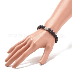 Natural Lava Rock & Mixed Gemstone Round Beaded Stretch Bracelet&nbsp;BJEW-JB08008