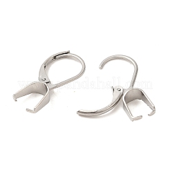304ステンレススチールフレンチフックピアス金具  アイスピックピンチベイル付き  ステンレス鋼色  22x10x4mm&nbsp;STAS-U025-01P-02