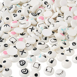 100Pairs 10 Styles Flat Round Cartoon Resin Cabochons&nbsp;CRES-TA0001-97