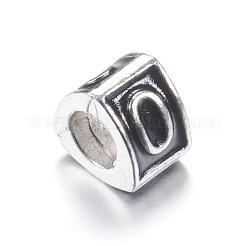 エナメル合金ヨーロピアンビーズ  大穴ビーズ  番号付き三角形  プラチナ  ブラック  9.5x9x6.5mm  穴：5mm&nbsp;MPDL-S038-10