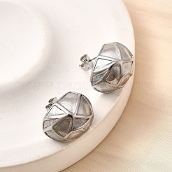304ステンレススチールスタッドピアス  C字型  ステンレス鋼色  18x13.5mm&nbsp;EJEW-F381-01A-P