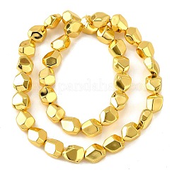 電気メッキガラスビーズセット  ナゲット  フルメッキ  多面カット  黄金メッキ  12x10x7mm  穴：1mm  約37個/連  17.44''（44.3センチメートル）&nbsp;EGLA-V001-06A