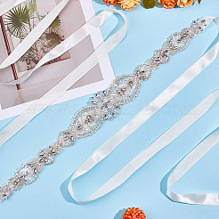 Flower Full Crystal Rhinestone Handmade Bridal Belts for Wedding Dresses&nbsp;AJEW-WH20006-233B-02