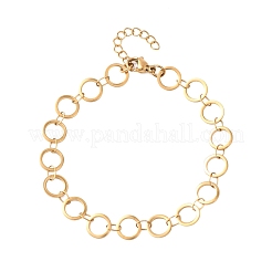 304 Stainless Steel Ring Link Chain Bracelets&nbsp;BJEW-P373-02B-G