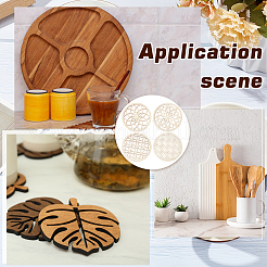1 Set Wooden Carved Cup Mats&nbsp;WOOD-BC0001-26