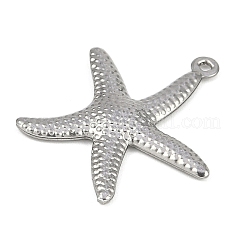 変色しない304ステンレススチールペンダント  ヒトデチャーム  ステンレス鋼色  22x20.5x1.5mm  穴：1mm&nbsp;STAS-Z084-04P