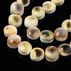 ナチュラルトランペットシェルビーズ連売り  フラットラウンド  コーヒー  15~16x7~11mm  穴：1mm  約12個/連  7.09インチ（18cm）&nbsp;SSHEL-N034-113