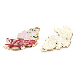 合金エナメルチャーム  カドミウムフリー＆ニッケルフリー＆鉛フリー  ライトゴールド  人魚  クリムゾン  29.5x19.5x1.5mm  穴：1.5~1.6mm&nbsp;ENAM-S126-115-NR