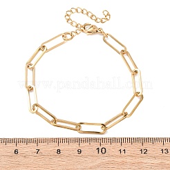 女性用304ステンレススチールペーパークリップチェーンブレスレット  イオンプレーティング（ip）  18KGP本金メッキ  6.89インチ（17.5cm）&nbsp;BJEW-G775-01G