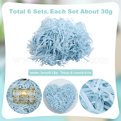 6セットの紙シュレッドフィラー  ギフトラッピングとイースターバスケットの充填用  ライトスカイブルー  3x0.1mm  30 G /セッティング&nbsp;OCOR-SP0001-11E