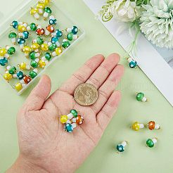 50個の手作りランプワークペンダント  金メッキ真鍮ループ付き  キノコ  ミックスカラー  18.5~19x10~11mm  穴：1.6~2mm&nbsp;FIND-FH0005-02