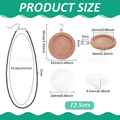 DIY Wooden & Imitation Leather Cord Pendant Necklaces Making Kits&nbsp;DIY-PH0031-61C