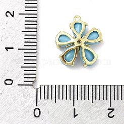 真鍮ターコイズペンダント  カドミウムフリー＆ニッケルフリー＆鉛フリー  花  18KGP本金メッキ  ライトスカイブルー  16x13.5x5mm  穴：1.4mm&nbsp;KK-S514-03G